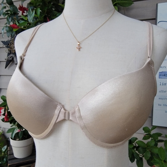 SECRET TREASURES ♡ Sweet Frosted Taupe Thick Padded Front Clasp Push Up Bra 34C - Picture 12 of 17